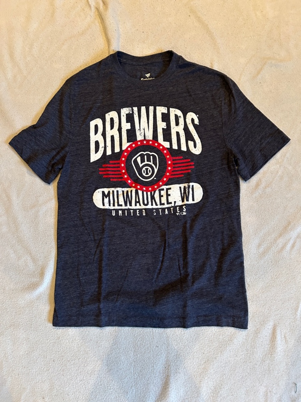 Milwaukee Brewers Navy Graphic Tee with White & Red Logo